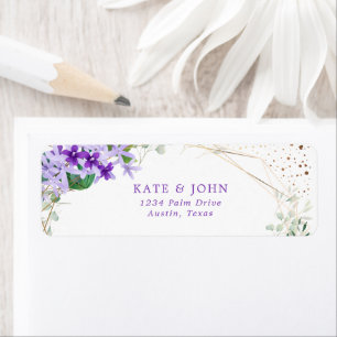 Elegant Purple Floral Wedding Return Address Label
