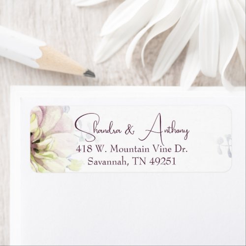 Elegant Purple Floral Wedding Return Address Label