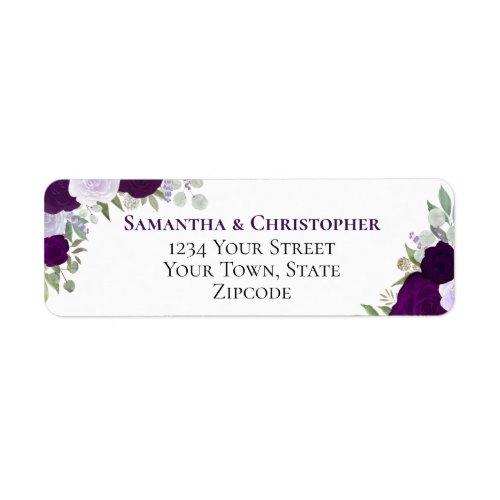 Elegant Purple Floral Wedding Return Address Label