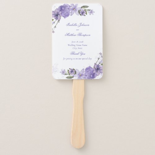 Elegant Purple Floral Wedding Set of Fans