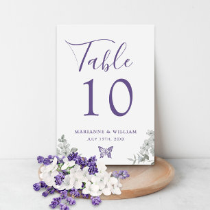 Elegant Purple Floral Wedding Table Number