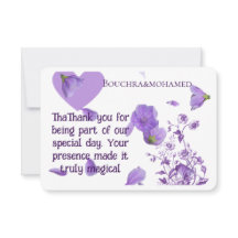 Elegant Purple Floral Wedding Thank You Card