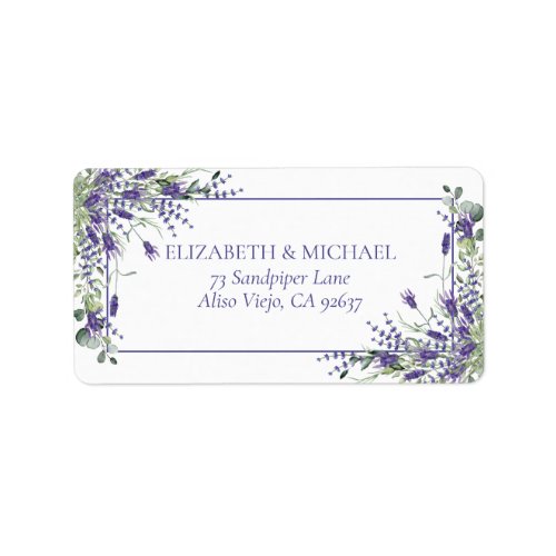 Elegant Purple Floral Weddings Return Address Label