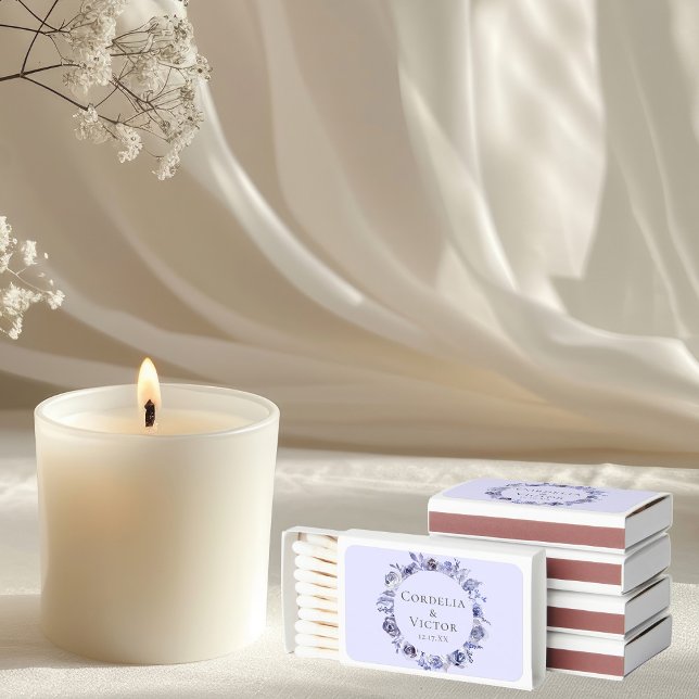 Elegant Purple Floral Winter Wedding Lavender Matchboxes (Creator Uploaded)