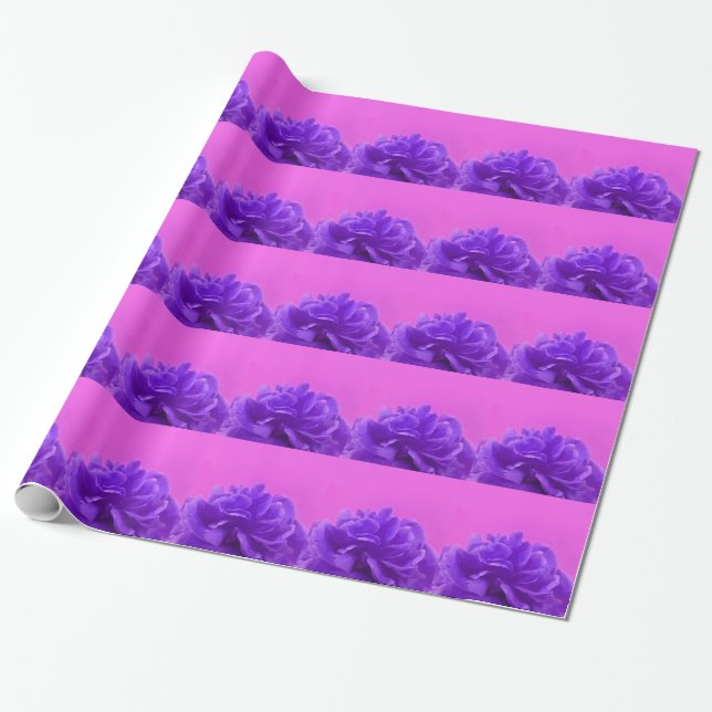 Elegant Purple Floral Wrapping Paper (Unrolled)