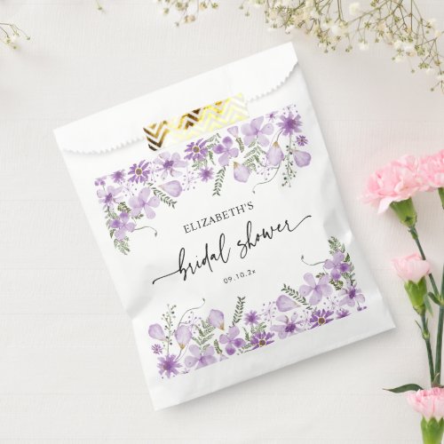Elegant Purple Florals Bridal Shower Favor Bag