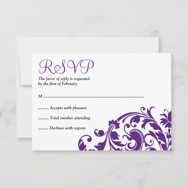 Elegant Purple Flourish Bat Mitzvah RSVP (Front)
