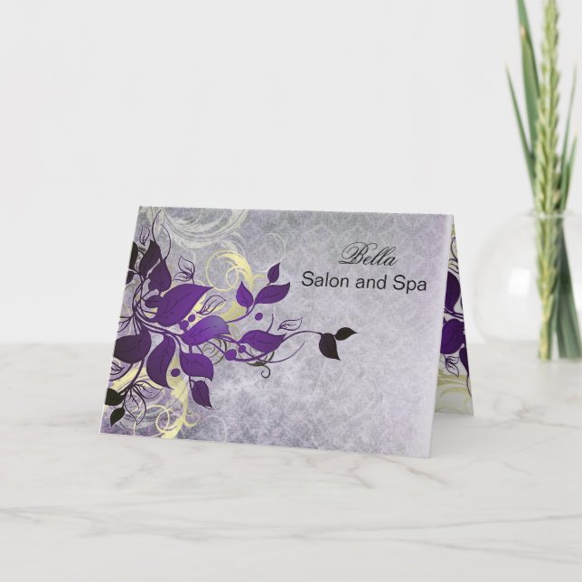 elegant purple flourish Business Thank You Cards (Front)