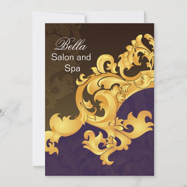 elegant purple flourish Business Thank You Cards (Front)