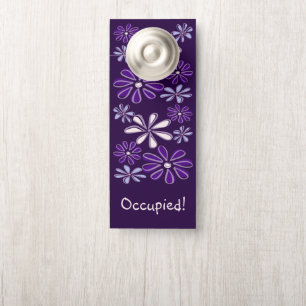 Elegant Purple Flower Bed Doodle Bathroom Door Hanger