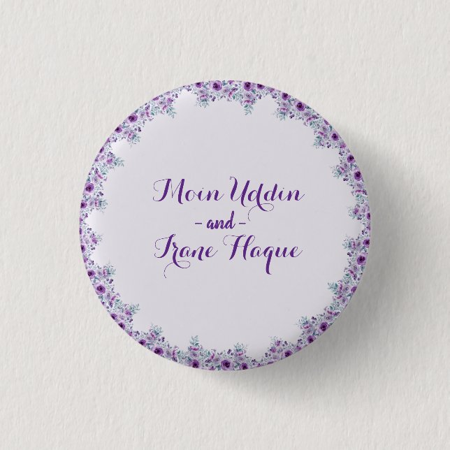 Elegant purple flower  button (Front)