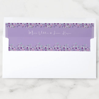 Elegant purple flower envelope liner