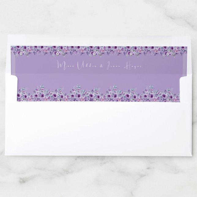 Elegant purple flower envelope liner (In Envelope)