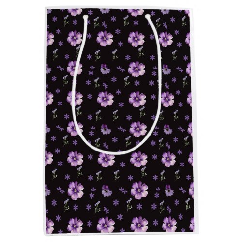 Elegant purple flower Floral Design Medium Gift Bag