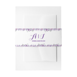 Elegant purple flower  invitation belly band