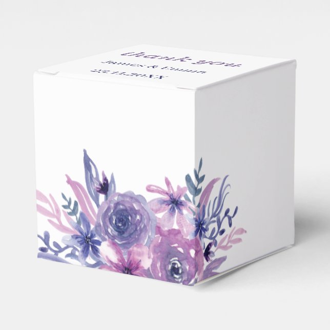 Elegant Purple Flower Wedding  Favor Boxes (Front Side)