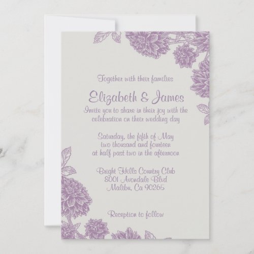 Elegant Purple Flower Wedding Invitations