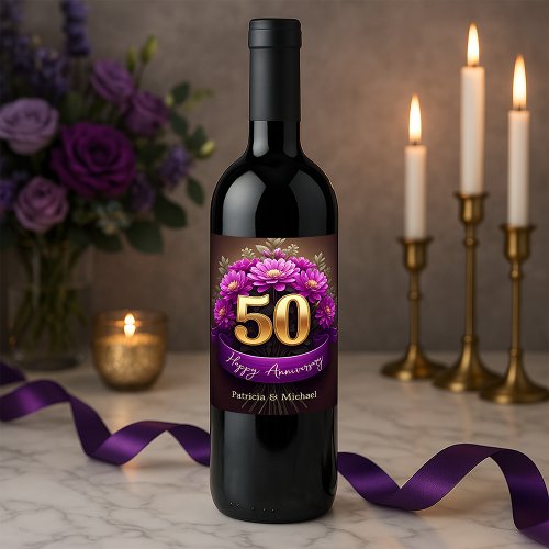 Elegant Purple Flowers 50th Wedding Anniversary