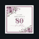 Elegant Purple Flowers 80th Birthday Party Napkins<br><div class="desc">Elegant Purple Flowers 80th Birthday Party Napkins. Matching items available.</div>