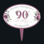 Elegant Purple Flowers 90th Birthday Cake Pick<br><div class="desc">Elegant Purple Flowers 90th Birthday Cake Pick. Most lettering is editable - click the "Customize Further" button to edit. Matching items are available.</div>