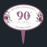 Elegant Purple Flowers 90th Birthday Cake Pick<br><div class="desc">Elegant Purple Flowers 90th Birthday Cake Pick. Most lettering is editable - click the "Customize Further" button to edit. Matching items are available.</div>