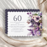 Elegant Purple Flowers Adult 60th Birthday Invitation<br><div class="desc">Elegant purple flowers adult's/women's 60th birthday party invitation. This invitation can be purchased printed or as a digital invitation to share with family and friends on social media or through email. Contact me for assistance with your customizations or to request additional matching or coordinating Zazzle products for your party.</div>