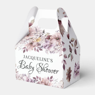 Elegant Purple Flowers Baby Shower Favor Boxes
