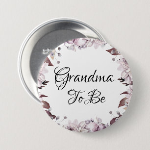 Elegant Purple Flowers Baby Shower Grandma to be  Button