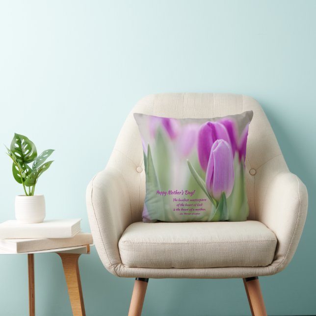 Elegant Purple Flowers Happy Mother's Day Throw Pillow (Chair)