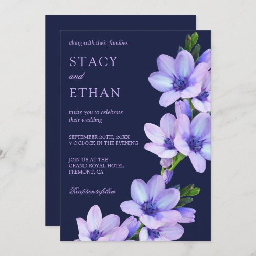 Elegant Purple Flowers Mauve Floral Wedding Invite