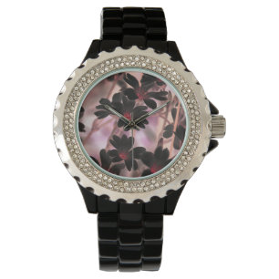 Elegant Purple Flowers Watch