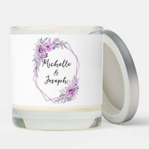 Elegant Purple Flowers with Names Wedding Scented Candle