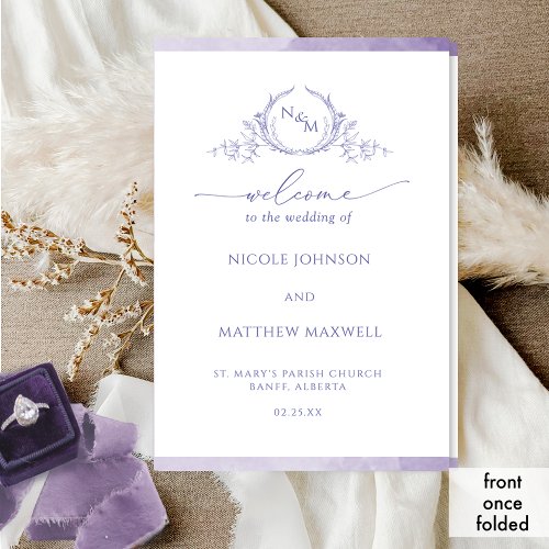 Elegant Purple Folded Wedding Ceremony Program
