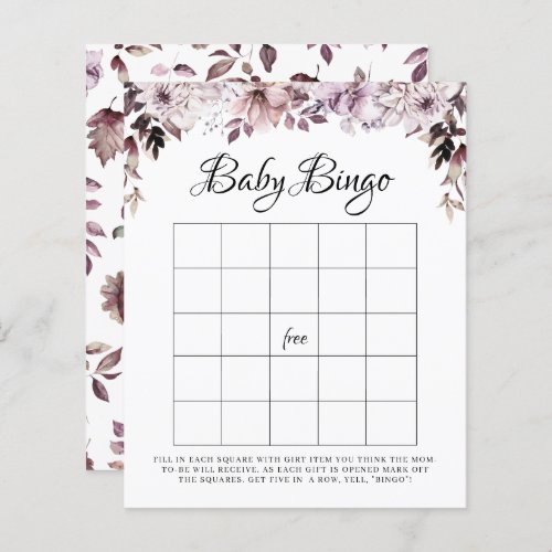 Elegant Purple Foliage Baby Bingo Game