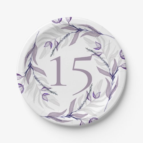 Elegant Purple Foliage Quinceaera Paper Plates