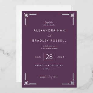 Elegant Purple Formal Wedding Invitation Foil Invitation