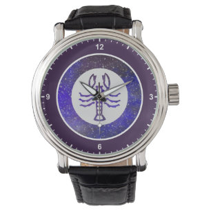 Elegant Purple Frame Custom Zodiac Sign Galaxy Watch