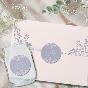 Elegant Purple French Lilac Chic Wedding Classic Round Sticker