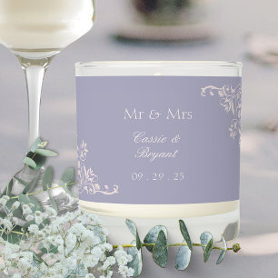 Elegant Purple French Lilac Wedding Candle Gift