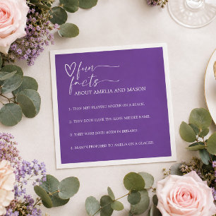 Elegant Purple Fun Facts Wedding Napkins