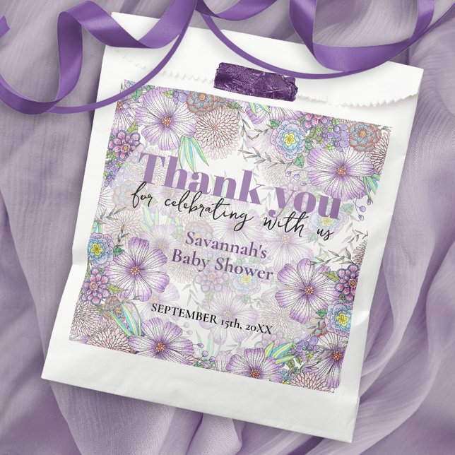 Elegant Purple Garden Flowers Baby in Bloom  Favor Bag (Creator Uploaded)