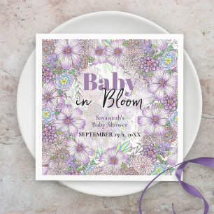 Elegant Purple Garden Flowers Baby in Bloom  Napkins