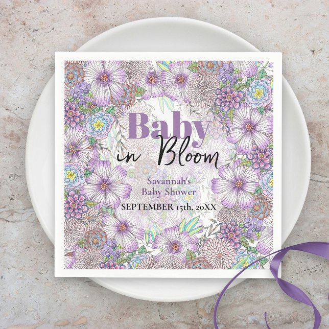Elegant Purple Garden Flowers Baby in Bloom  Napkins (Creator Uploaded)