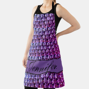 Elegant purple gemstones diamonds apron