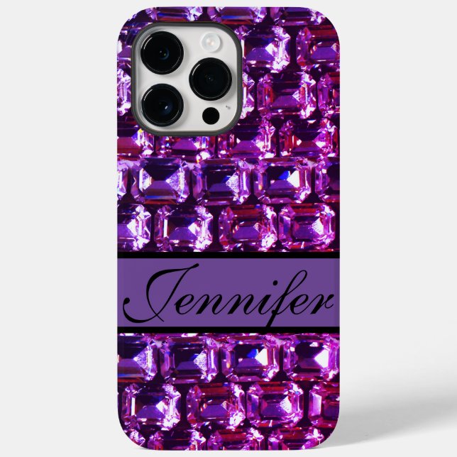 Elegant purple gemstones diamonds calligraphy Case-Mate iPhone case (Back)