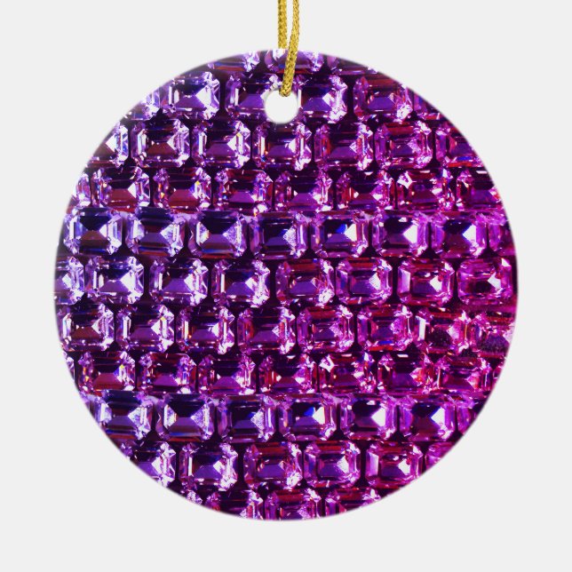 Elegant purple gemstones diamonds ceramic ornament (Front)