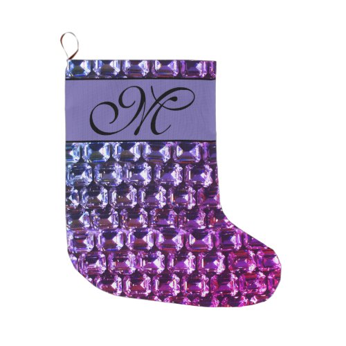 Elegant purple gemstones diamonds large christmas stocking