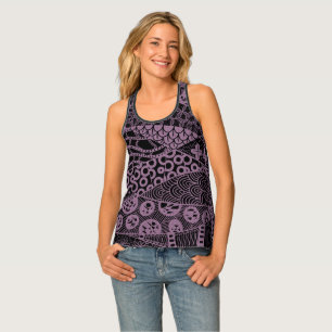 Elegant Purple Geometric Abstract Tribal Pattern Tank Top