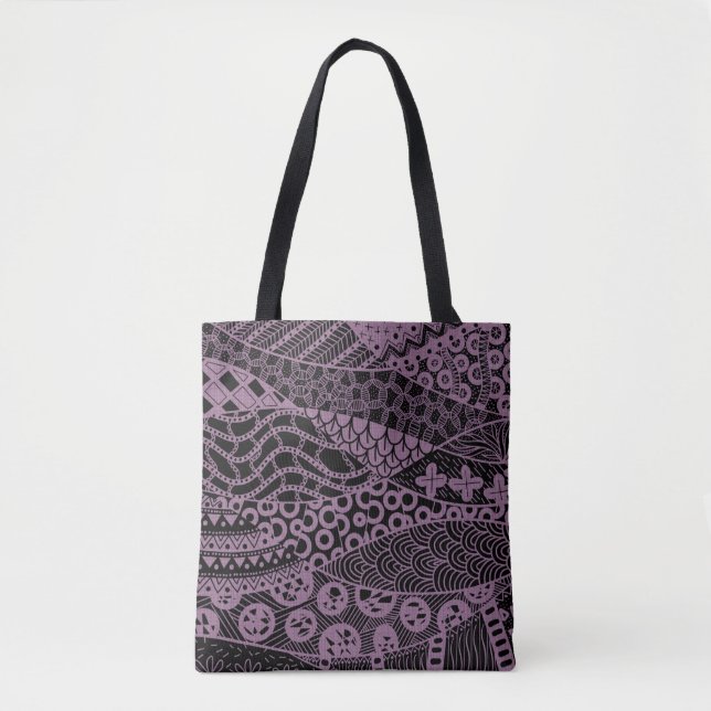 Elegant Purple Geometric Abstract Tribal Pattern Tote Bag (Front)