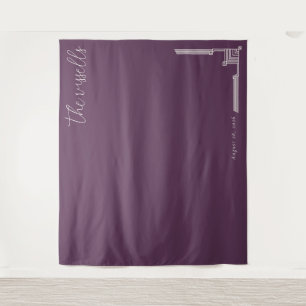 Elegant Purple Geometric Line Illustration Tapestry